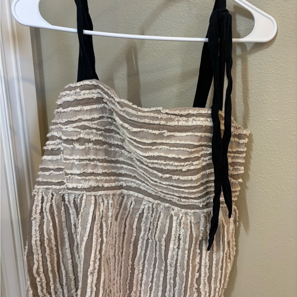 Maeve Beige and Black Striped Top